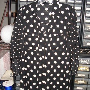 My Michelle Black Polka Dots Collar V-Neck Long Sleeves